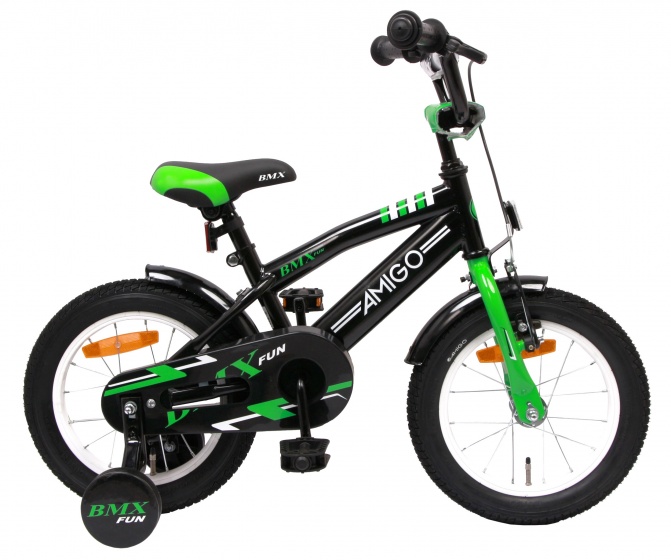 amigo bmx fun 14 zoll jungen rucktrittbremse grun mattschwarz internet bikes
