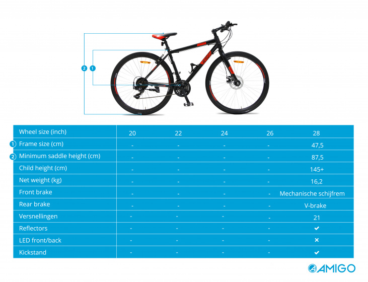 Amigo Control 28 Zoll Unisex 21g Felgenbremse Schwarz Rot Internet Bikes