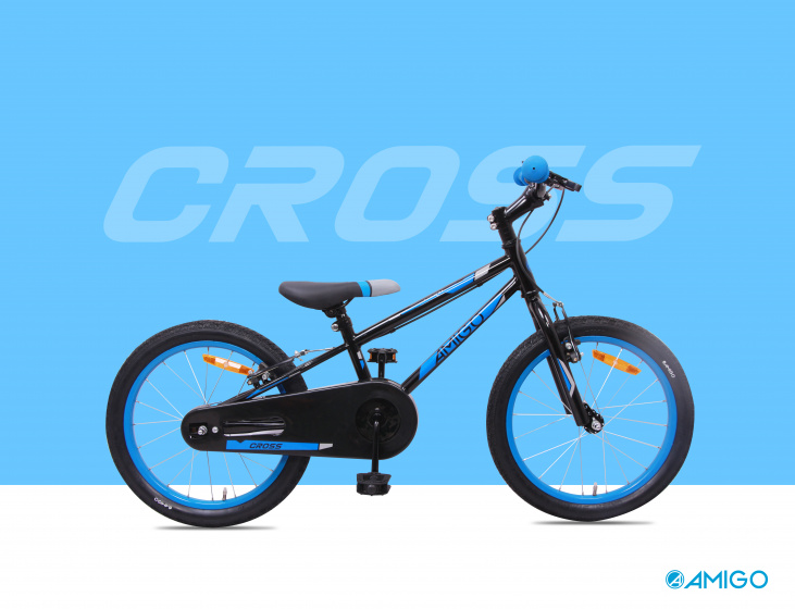 amigo cross 18 zoll jungen felgenbremse schwarz blau internet bikes